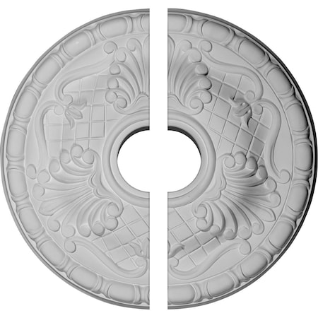 Ekena Millwork Amelia Ceiling Medallion, Two Piece (Fits Canopies up to 4 1/8"), 15 3/4"OD x 3 1/2"ID x 5/8"P CM16AM2-03500